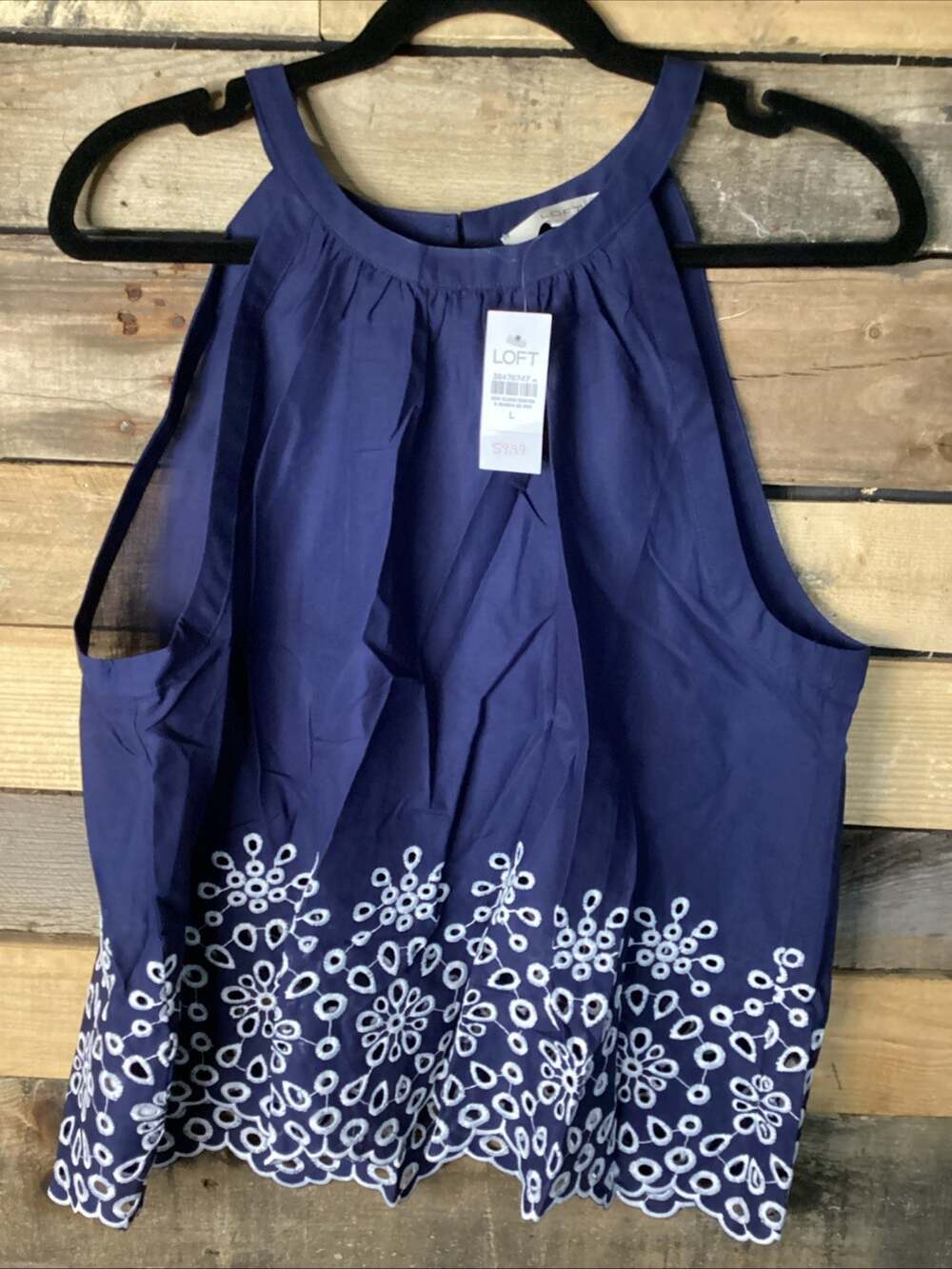 Loft Women’s Sleeveless Blouse Blue And White Size Large